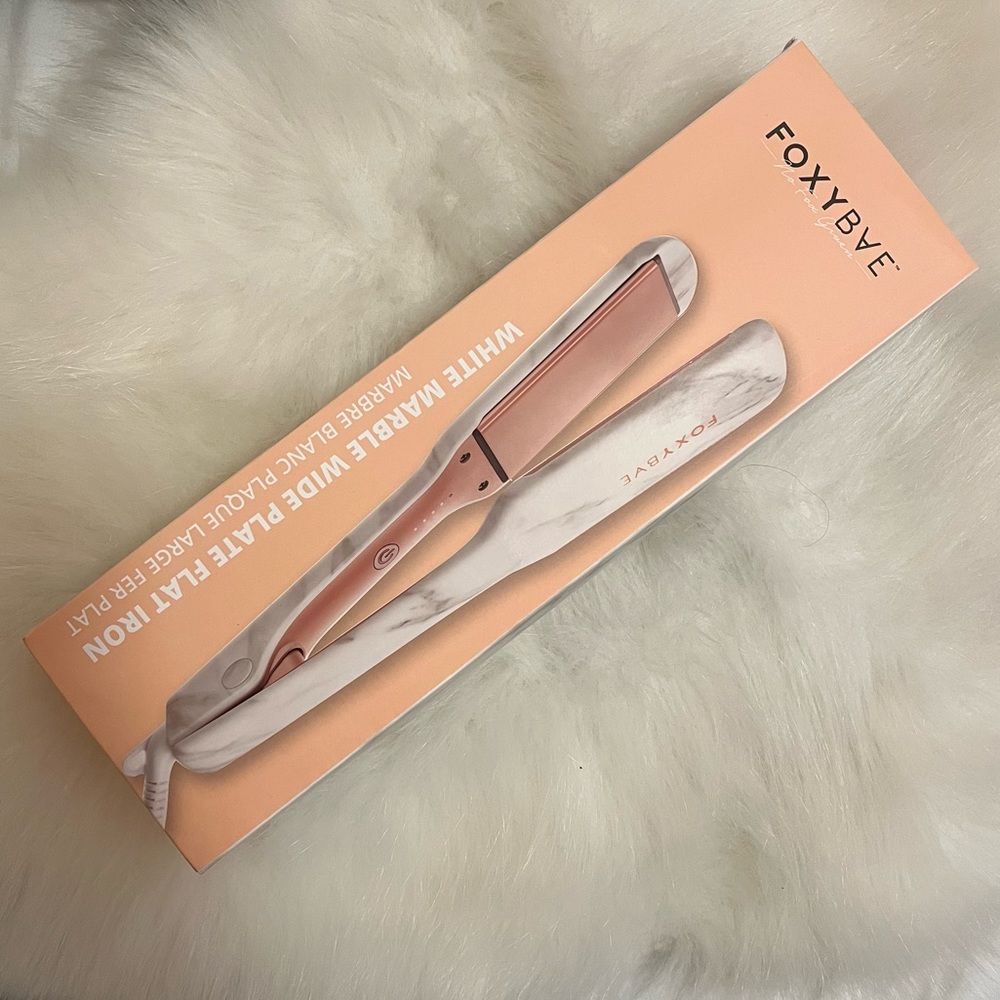 FOXYBAE 1.75” Straightener White Marble Rose Gold Flat Iron